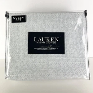 RALPH LAUREN Designer Boho Chic Chambray Blue Abstract 4 PC Queen Sheet Set NEW - Picture 1 of 7