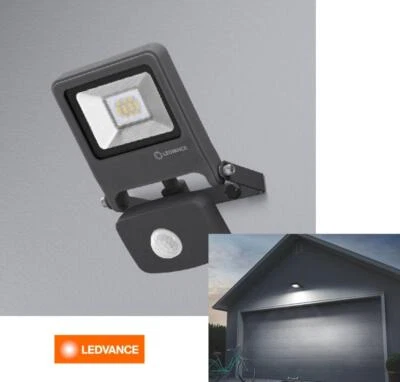 LEDVANCE Endura Flood Sensor LED 10W DG 3000K Warmweiß Fluter IP44 grau