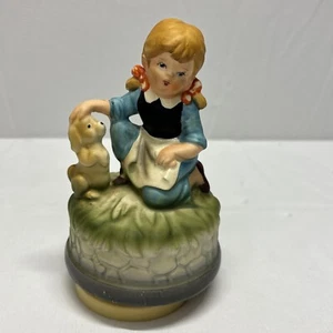 Vintage Little Girl with Dog Ceramic- Plays Music - Picture 1 of 14