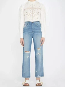 Neu mit Etikett Veronica Beard Blake Classic Straight High Clearwater Destroyed Jeans 26/2 - Bild 1 von 13