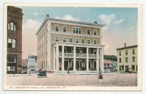 St Johnsbury House Vermont Hotel Postcard 1917 Antique VT Street Scene - Foto 1 di 2
