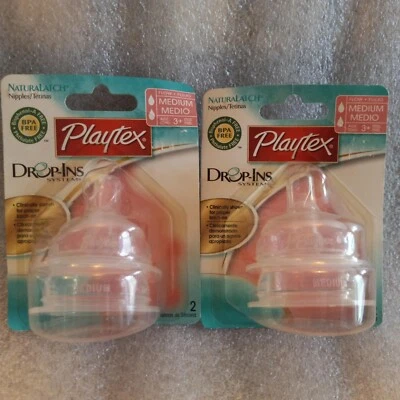 2 paquetes de pezones para biberón Playtex Drop Ins Naturatch 2008 flujo medio 3+ Foto 1 de 4