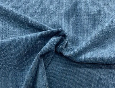 TELA DE LINO TAPICERÍA TERCIOPELO STRIE AZUL OCÉANO CLAREMONT SIBTON POR YARDA 51"W Foto 1 de 4