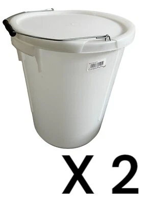 PROPLAS 2 x 25L PLASTERERS MIXING BUCKETS PLASTERING BUILDERS WATER TUB HANDLE + LID