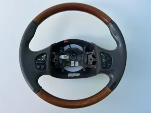 OEM LINCOLN NAVIGATOR GRAY LEATHER & WOOD STEERING WHEEL F250 F350 EXCURSION - Picture 1 of 19