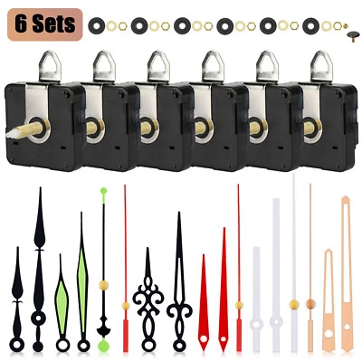 6PCS Silent Quartz Clock Replacement Movement Kit W/ 6 Style Hand for DIY Repair - Image 1 of 4
