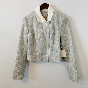 1. Chaqueta de Motocicleta con Cremallera Completa Talla S Mangas Largas Blanca Gris Forrada Moderna ¡NUEVA CON ETIQUETAS! - Imagen 1 de 12