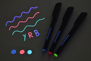 DirectGlow Invisible UV Glow Blacklight Reactive Ink Marker Pen Blue Red Yellow - Picture 1 of 6