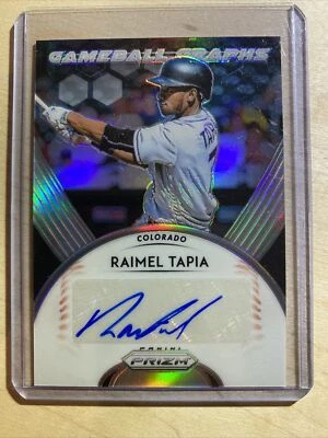 2019 PANINI PRIZM BASEBALL RAIMEL TAPIA GB-RT GAMEBALL GRAPHS SILVER AUTO - Image 1 of 4