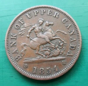 1854 Bank of Upper Canada copper penny token #534 - Picture 1 of 2