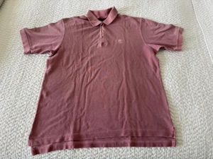 Vintage Faded Timberland Polo Shirt Men's L Red Logo Solid Short Sleeve Cotton - Picture 1 of 14