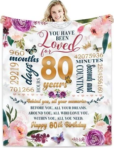 80th Birthday Gifts Women Blanket 50*60, 60 x 50 inch, - Picture 1 of 7