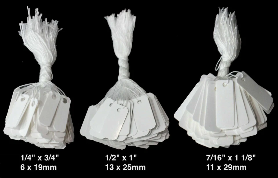 Etiquetas de precio de mercancía blancas en blanco con cadena joyería venta al por menor 100 piezas Foto 1 de 1