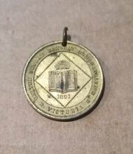 1897 Diamond Jubilee Queen Victoria Utd Sunday Schools Australia Medal Pendant - Picture 1 of 2