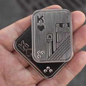 Magnetic Metal Fidget Toys Poker Push Card Slider Stress Relief Toys Men's Gifts - Picture 1 of 9