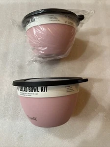 S’WELL Stainless Steel Pink 2 Salad Bowls Kit 64oz Lid,Tray & 2 oz Mini Canister - Picture 1 of 9