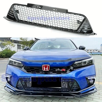 For 2022-2024 Honda Civic Glossy Black Type R Style Honeycomb Front Grille Mesh - Image 1 of 4