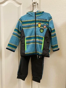 NWT Boys Marvel Comics 3 Piece Set Fleece Hoodie Short Sleeve Shirt Pants, 4T - Picture 1 of 4