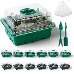 10 Pack 120 Cells Seed Starter Tray Adjustable Humidity Dome+2 Tools +10 Labels - Picture 1 of 22