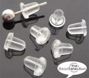 200 SOFT CLEAR RUBBER HYPOALLERGENIC EARRING BACKS STOPPERS 4mm x 4mm AB24 - Picture 1 of 2