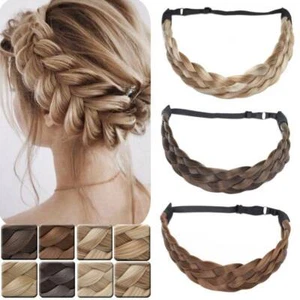 Lady Elastic Fiber Headband Hairband Plaited Braided Hair Band Hair Extension - Picture 1 of 36