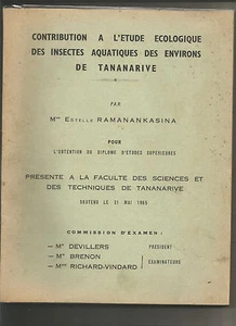 Contribution étude écologique des insectes aquatiques des environs de tananarive - Foto 1 di 1