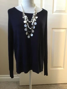 Lumiere Nordstrom Navy And White Spring  Long Sleeve Sheer Sweater Medium NWT - Picture 1 of 8