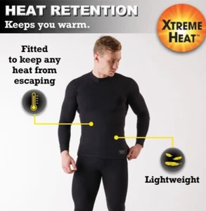 NEW Mens XTREME Heat Thermal Set Shirt Pants Black LG - Picture 1 of 7