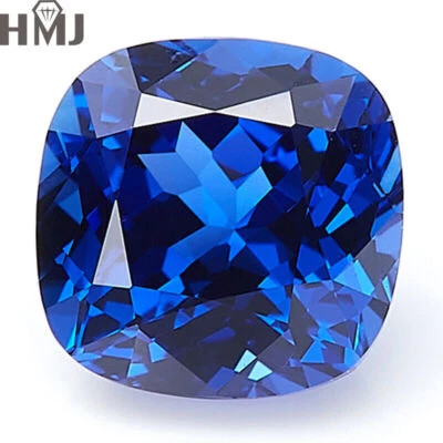 Lab Grown Royal Blue Sapphire for Jewelry Making Cushion Shape AGL Certified - Image 1 of 4