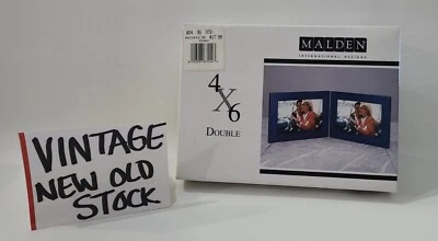Marco de fotos doble Malden International Design 4"x6" azul 1999 vintage nuevo de colección ⬇  Foto 1 de 4
