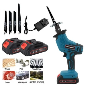 2 Batteries 21V Reciprocating Saw Cordless Hand Saw Electric Wood Metal Cutter - Picture 1 of 11