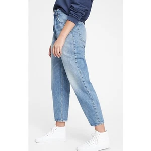 GAP Barrel Leg High Rise Ridged Jeans Medium Wash Size 24 - Picture 1 of 9