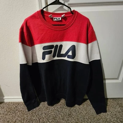 Sudadera Fila Colorblock Cuello Redondo Rojo Blanco Azul Marino Logo 2XL Para Hombre Foto 1 de 4
