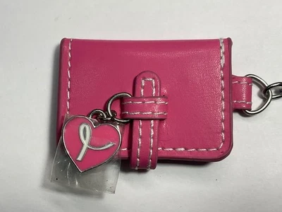 Clinique Leather Keychain Miniature Pink Purse Wallet Heart Charm - Image 1 of 4