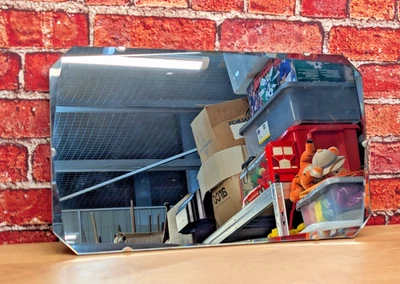 Vintage Rectangular Bevelled Edge Wall Mirror with Chain 56cm x 33cm Retro - Image 1 of 4