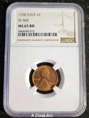 1938-S/S/S Repunched Mintmark (RPM) FS502, Lincoln Cent - NGC MS-65 RED. T8893 - Image 1 of 4