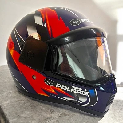 Polaris EDGE Vintage Snowmobile Helmet Large DOT Full Face Purple Visor Clean - Image 1 of 4