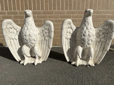 Eagle pair concrete gate piers Gate Guardian Finals hawk statue entrance figures - Image 1 of 4