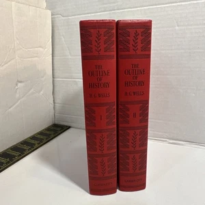 The Outline of History Vol I & II HG Wells, 1956 Hardcover Book Club Edition VTG - Picture 1 of 15