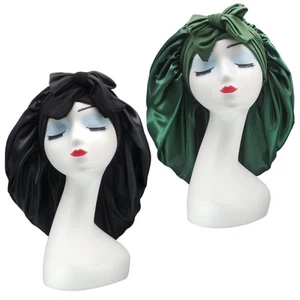 Paquete de 2 gorros de pelo de satén de seda con banda elástica para cabello rizado Sl - Imagen 1 de 7