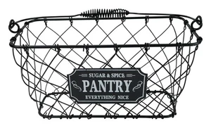 Cesta de almacenamiento de despensa, alambre de metal negro - Imagen 1 de 1
