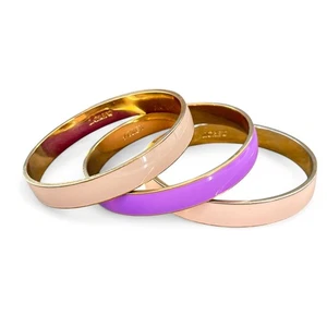 J Crew Enamel Bangle Bracelet Lot Pastel Set of 3 Pink Beige Lavender - Picture 1 of 6