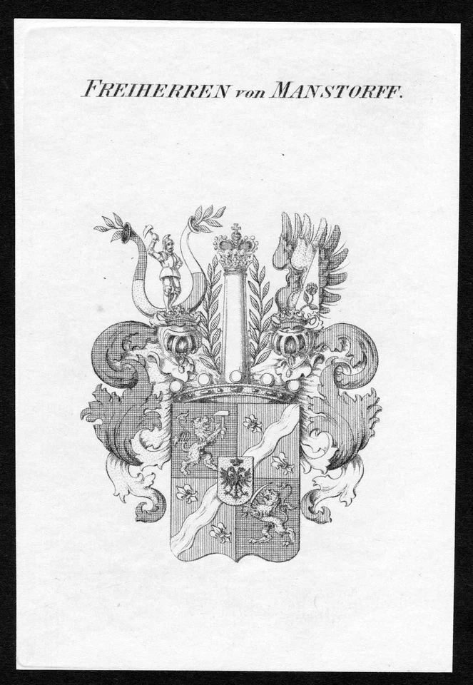 ca. 1820 Manstorff Wappen Adel coat of arms Kupferstich antique print heraldry - Bild 1 von 1