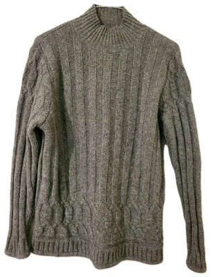 Suéter Sonoma para mujer gris 100 % lana tejido acanalado/cable talla L pulóver cuello alto Foto 1 de 4