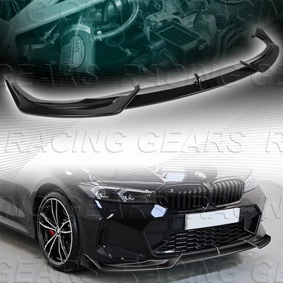 PAINTED BLACK FRONT BUMPER LIP SPOILER FOR 23-25 BMW 330I M340I G20 LCI M-SPORT - Image 1 of 4
