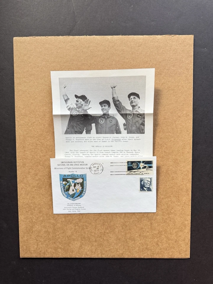 US 1974 Flight Millstone Cover#15 +NASA Apollo 10 Mission +Info Page - Image 1 of 1