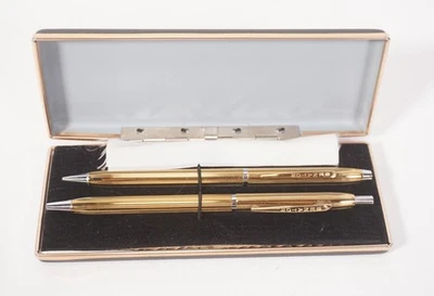 Vintage Senator Schreibset Drehbleistift Kugelschreiber Goldoptik in Etui - Bild 1 von 4