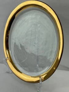 ANNIE GLASS Roman Antique Crackle Glass Dinner Plate 10.25” Gold Rim Signed - Picture 1 of 15