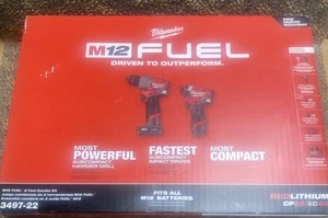 New Milwaukee 3497-22 M12 2 Tool Combo Kit Impact Driver Hammer Drill Driver - Picture 1 of 4