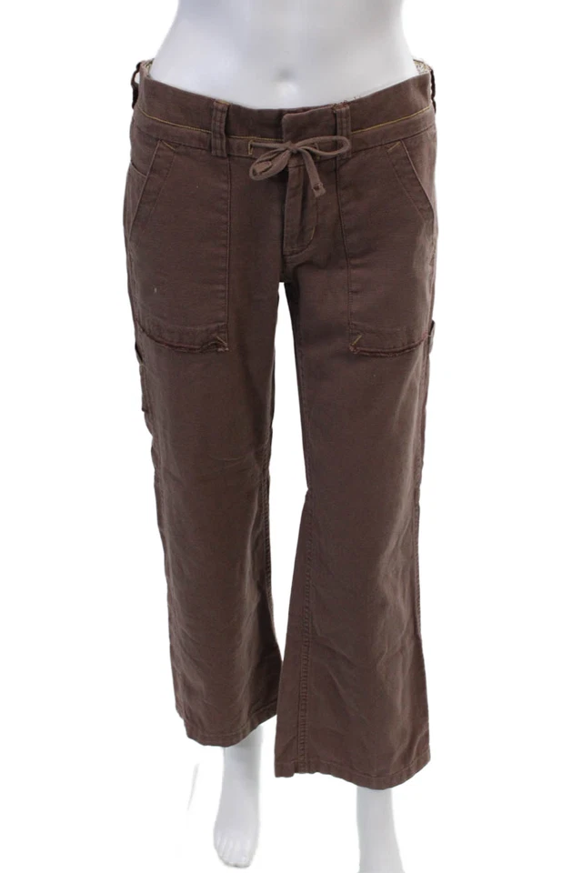 Free People 女式棉质高腰靴裤棕色 4 码 — 第 1/4 张图片